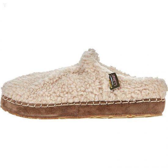 L.L.Bean Cozy Slipper Slide Pile Fleece Natural/Bright Navy ID-r0nyAi70