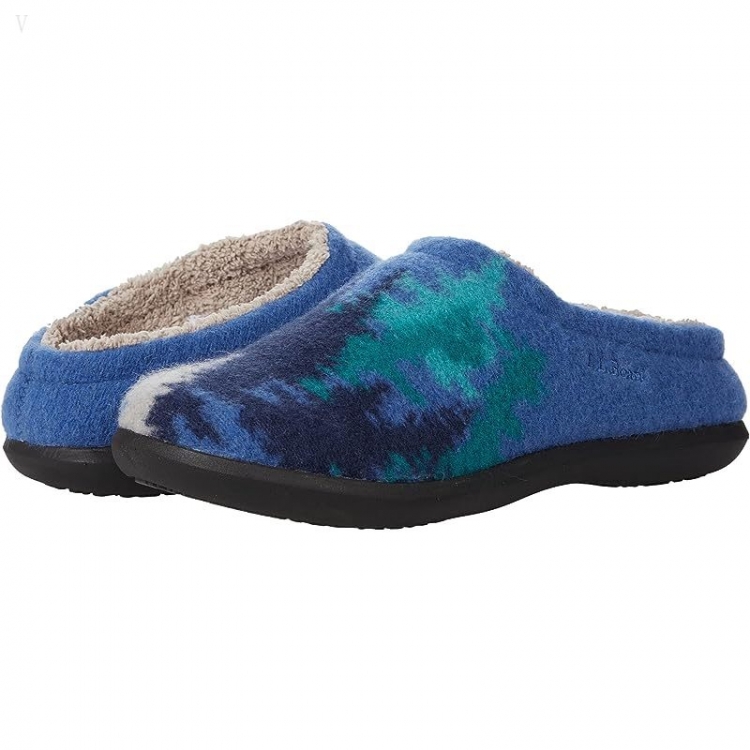 L.L.Bean Daybreak Scuffs Motif Rustic Blue/Ombre Trees ID-YO58GcN0 - Click Image to Close