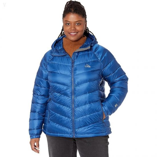 L.L.Bean Plus Size Ultralight 850 Down Hooded Jacket Ocean Blue ID-5w1lyqX9