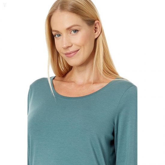 L.L.Bean Soft Stretch Supima Tee Scoop Neck Long Sleeve Soft Spruce ID-GZMp94JI