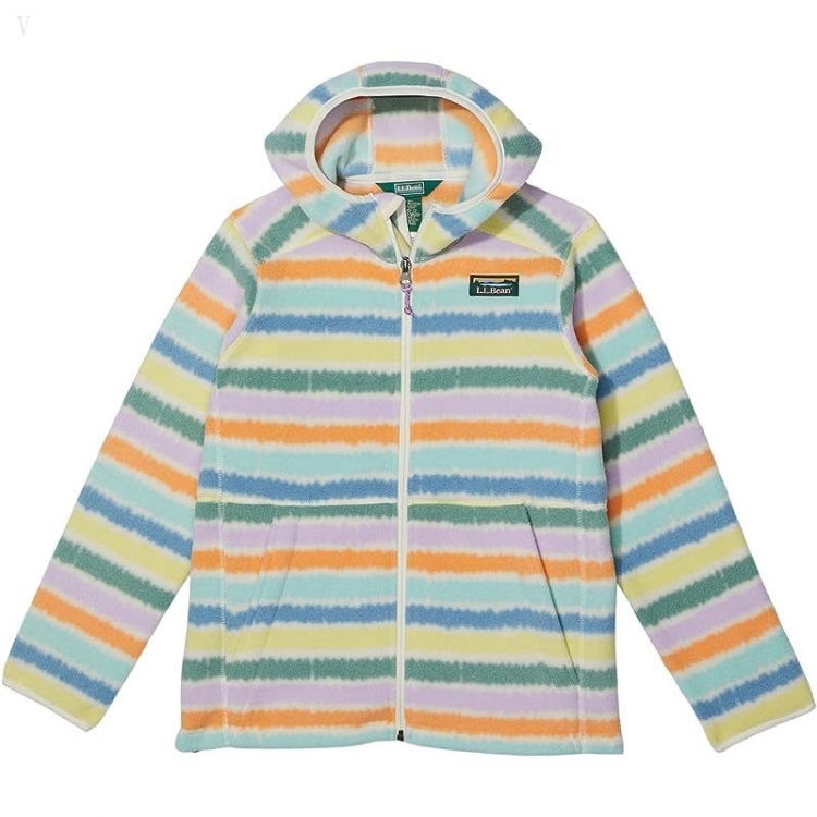 L.L.Bean Mountain Classic Fleece Hooded Print (Big Kids) Cream Multi Stripe ID-A3rKLwzR - Click Image to Close