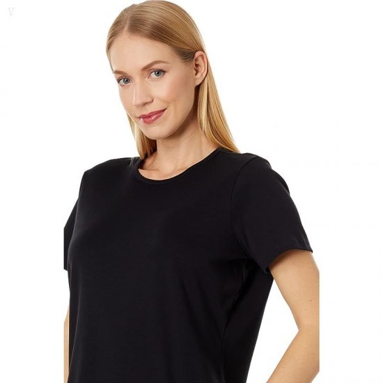 L.L.Bean Petite Pima Crew Neck Short Sleeve Black ID-eylWKmtD