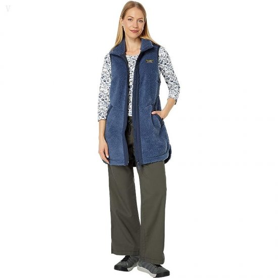 L.L.Bean Bean\'s Sherpa Fleece Long Vest Vintage Indigo ID-AcZ0EWNX