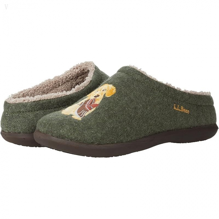 L.L.Bean Daybreak Scuffs Motif Green Puppies ID-gz83LDIC - Click Image to Close