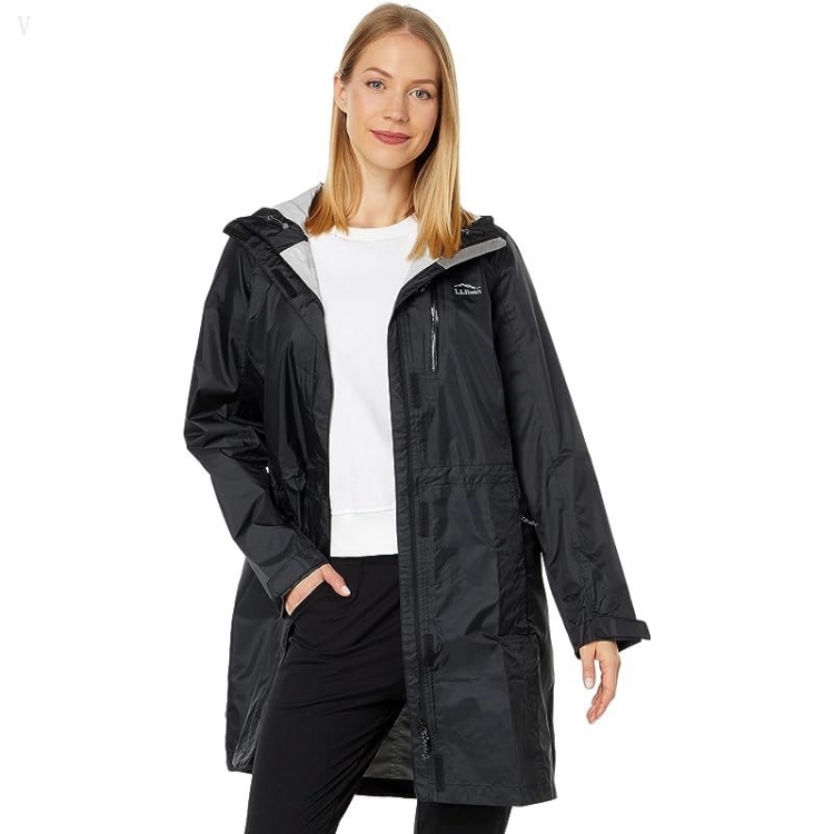 L.L.Bean Petite Trail Model Raincoat Black ID-74K5GBmL - Click Image to Close