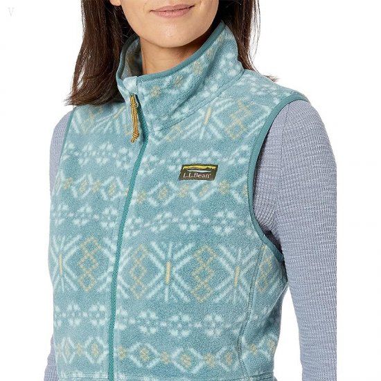 L.L.Bean Mountain Classic Fleece Vest Print Soft Spruce Fair Isle ID-s8mK4LAM