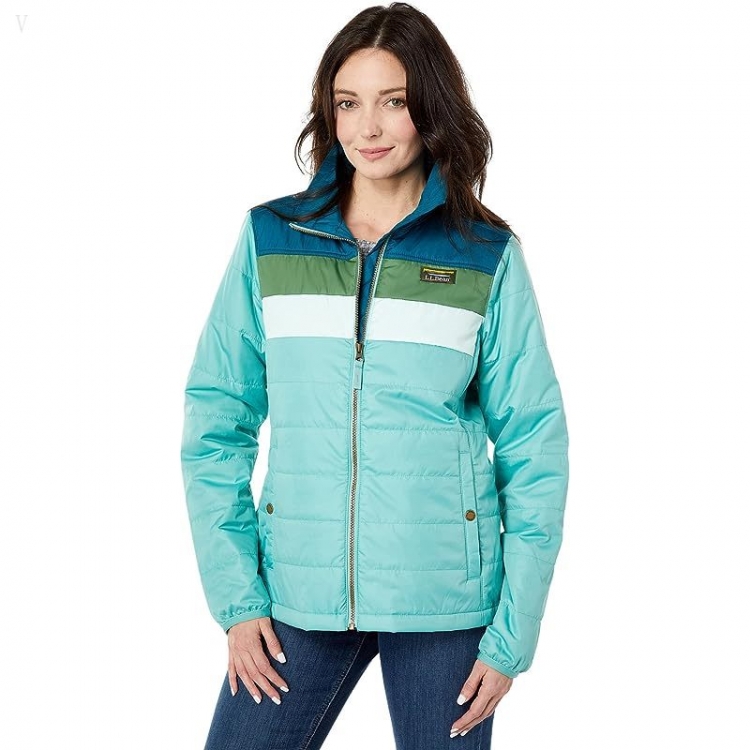 L.L.Bean Mountain Classic Puffer Jacket Color-Block Deep Turquoise/Ocean Teal ID-fdnGuYGY - Click Image to Close