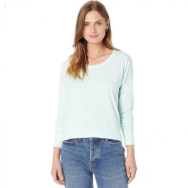 L.L.Bean Beyond Soft Long Sleeve Tee Nautical Aqua ID-HaGScCVp - Click Image to Close