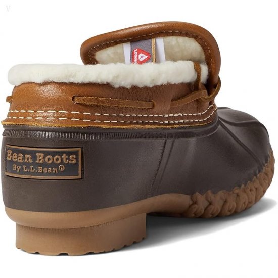 L.L.Bean Rubber Moc Sherpa Lined Primaloft Barley/Bean Boot Brown/Toasted Coconut ID-19lngn1J