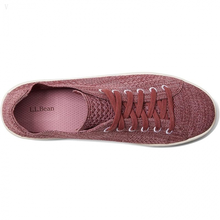 L.L.Bean Eco Bay Knit Sneaker Lace-Up Mauve Pink/Rosewood Heather ID-PSf9Yjno - Click Image to Close