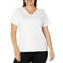 L.L.Bean Plus Size Pima Tops Shaped V-Neck Short Sleeve Tee White ID-ceHetOo4