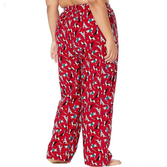 L.L.Bean Plus Size Bean\'s Flannel Pants Print Nautical Red Winter Dogs ID-GU4HMWPP