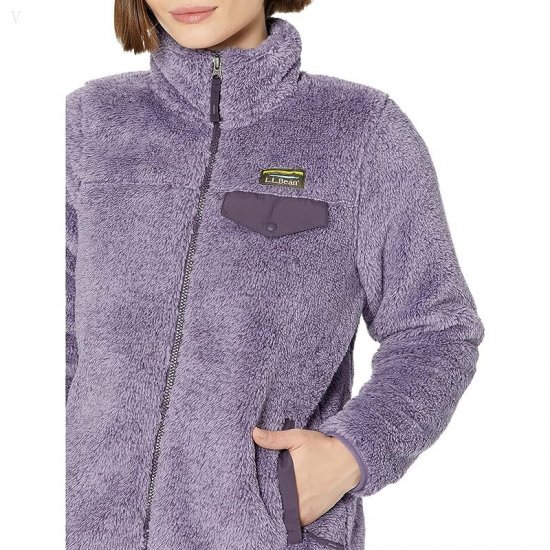 L.L.Bean Petite Hi-Pile Fleece Full Zip Jacket Muted Purple Heather/Alloy Gray ID-hFKHekb2