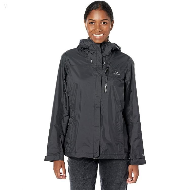 L.L.Bean Petite Trail Model Rain Jacket Black ID-lO8brQfu - Click Image to Close