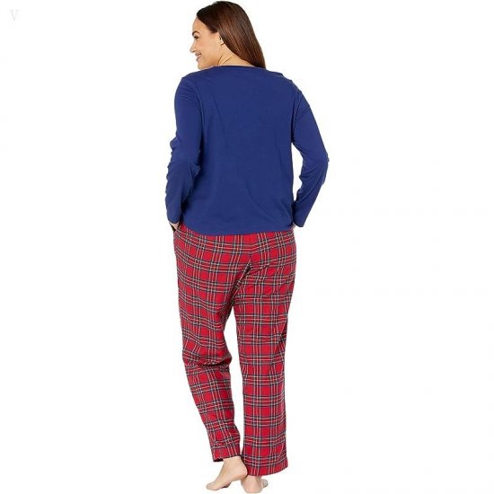 L.L.Bean Plus Size Camp Pajama Set Deep Marine Blue ID-ingFMuzU