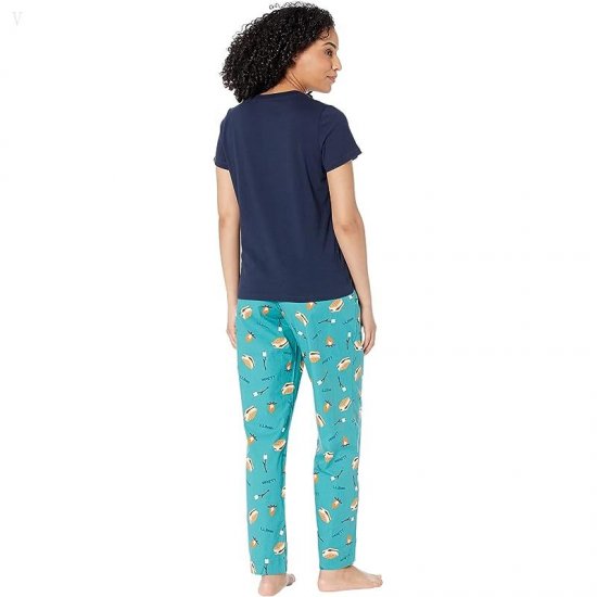 L.L.Bean Springtime Sleep PJ Set Blue-Green S\'Mores ID-BNotE5AG