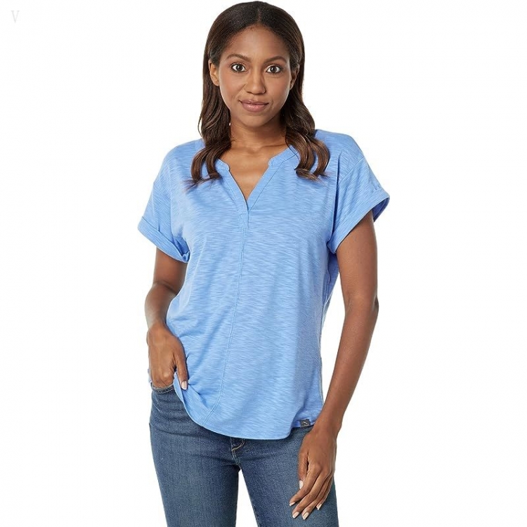 L.L.Bean Streamside Tee Split-Neck Short Sleeve Arctic Blue ID-yBSvj0HS - Click Image to Close