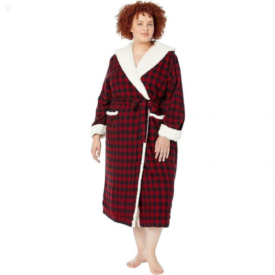 L.L.Bean Plus Size Scotch Plaid Flannel Sherpa Lined Long Robe Rob Roy ID-EA224gHA