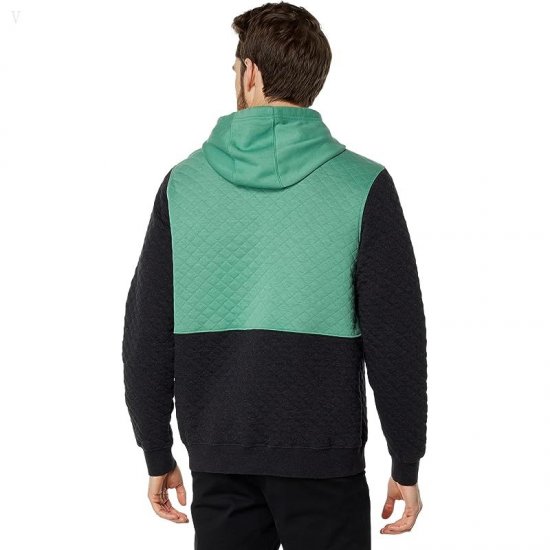 L.L.Bean Quilted Pullover Hoodie Color-Block Dark Charcoal/Clover ID-gKa1CgFr