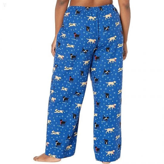 L.L.Bean Plus Size Cozy Pajama Set Print Bright Blue Dog ID-rAYTr9hx