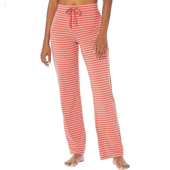 L.L.Bean Super Soft Shrink-Free Button Front Pajama Set Stripe Deep Coral ID-u9k1fbKb