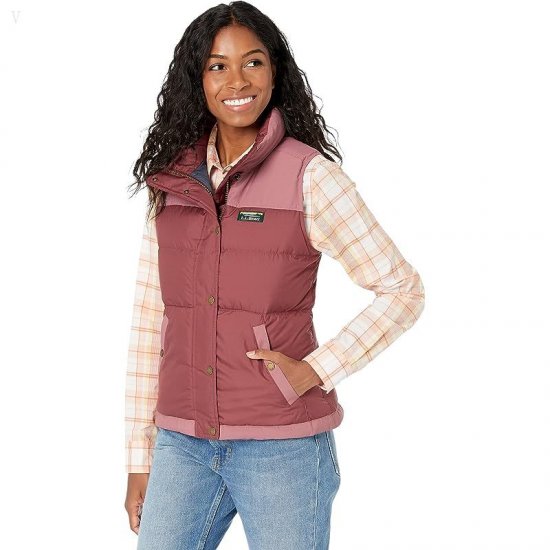 L.L.Bean Petite Mountain Classic Down Vest Color-Block Burgundy/Light Rosewood ID-FwTfANlb