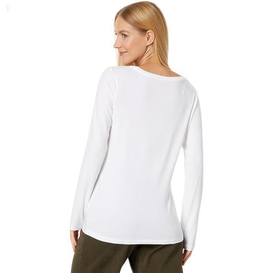 L.L.Bean Soft Stretch Supima Tee Scoop Neck Long Sleeve White ID-VXnZ0bQB