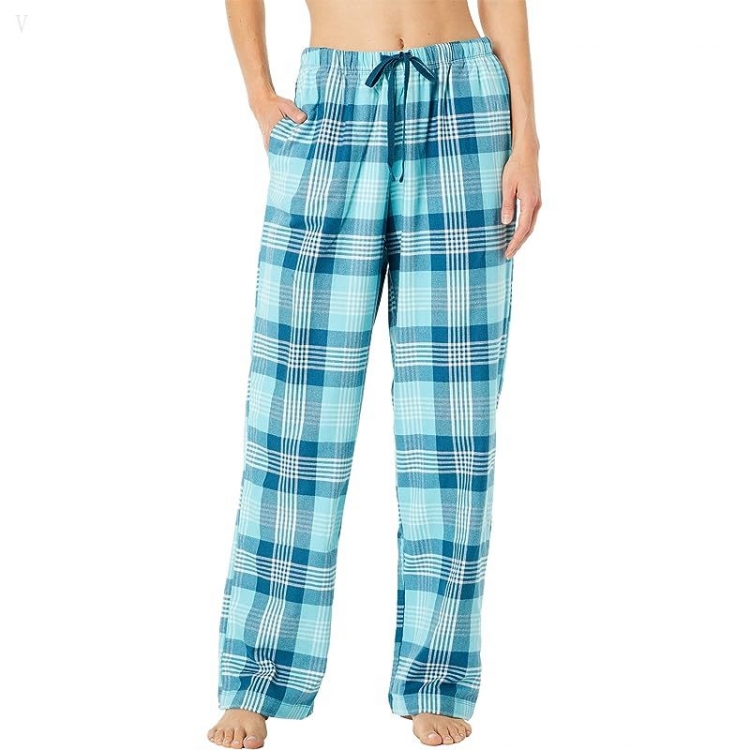 L.L.Bean Bean's Flannel Pants Plaid Deepwater Blue ID-atl5JrTz - Click Image to Close