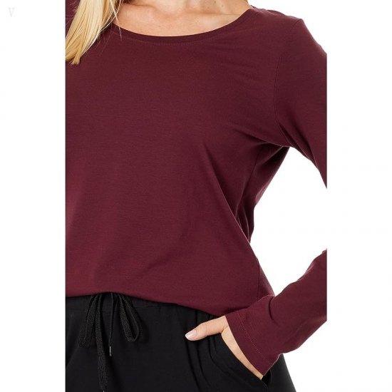 L.L.Bean Soft Stretch Supima Tee Scoop Neck Long Sleeve Deep Wine ID-qsRyRkKp