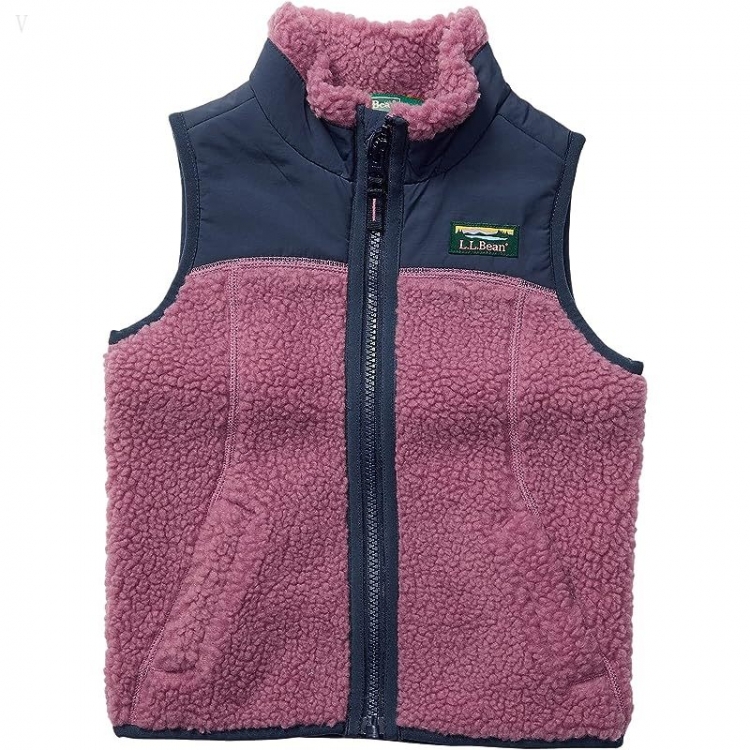 L.L.Bean Sherpa Fleece Vest (Toddler) Mauve Berry/Carbon Navy ID-QTZcjGCD - Click Image to Close