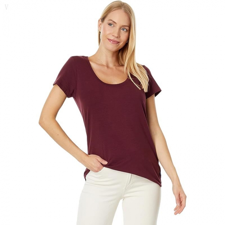 L.L.Bean Soft Stretch Supima Tee Scoop Neck Short Sleeve Deep Wine ID-r0bGBDnB - Click Image to Close