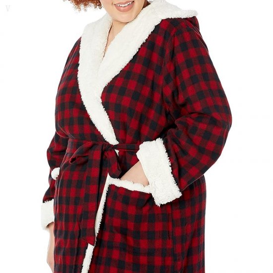 L.L.Bean Plus Size Scotch Plaid Flannel Sherpa Lined Long Robe Rob Roy ID-EA224gHA