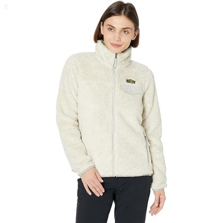 L.L.Bean Petite Hi-Pile Fleece Full Zip Jacket Sailcloth Heather/Oyster ID-2TfidSAr - Click Image to Close