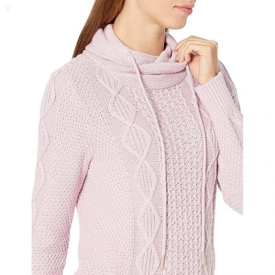 L.L.Bean Signature Cotton Funnel Neck Sweater Light Mauve ID-GG247SNM