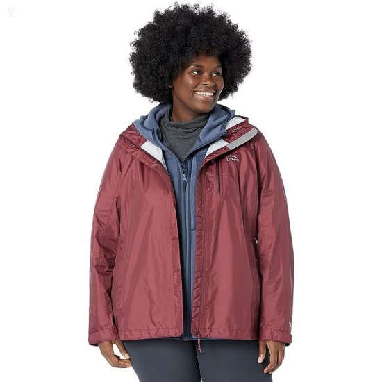 L.L.Bean Plus Size Trail Model Rain Jacket Burgundy ID-oQWK206W