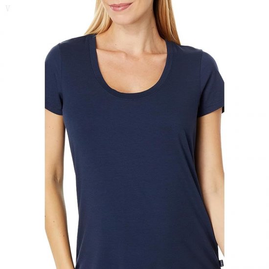 L.L.Bean Soft Stretch Supima Tee Scoop Neck Short Sleeve Classic Navy ID-vBcGg9r7