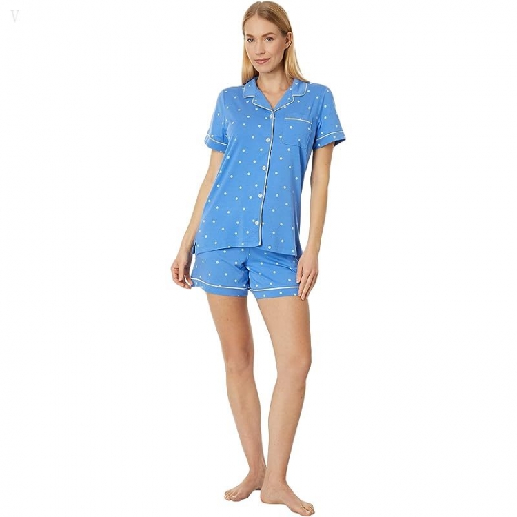 L.L.Bean Super Soft Shrink-Free Shorts Set Print Arctic Blue Medallion Dot ID-C7e6rT9y - Click Image to Close