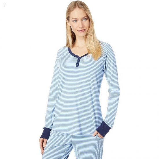 L.L.Bean Super Soft Shrink-Free Lounge Set Stripe Arctic Blue Stripe ID-Dc3SOMa7