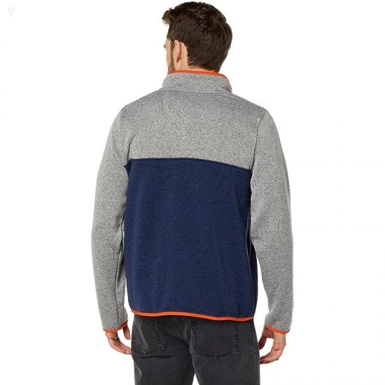 L.L.Bean Sweater Fleece Pullover Color-Block Regular Woodsmoke/Bright Navy ID-IUYjmAzU