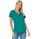 L.L.Bean Pima Tops Shaped V-Neck Short Sleeve Tee Warm Teal ID-aQzTxbpr