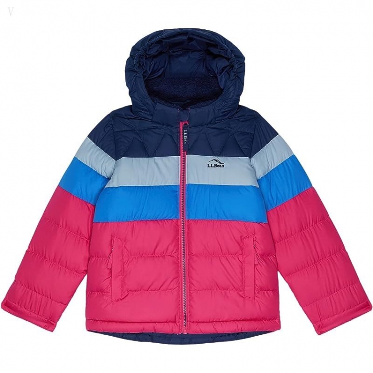 L.L.Bean Bean's Down Jacket Color-Block (Big Kids) Pink Berry ID-7id7sIiT - Click Image to Close