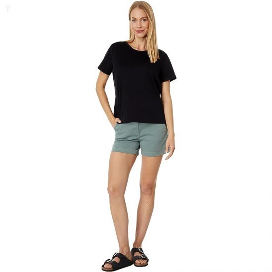 L.L.Bean Petite Pima Crew Neck Short Sleeve Black ID-eylWKmtD