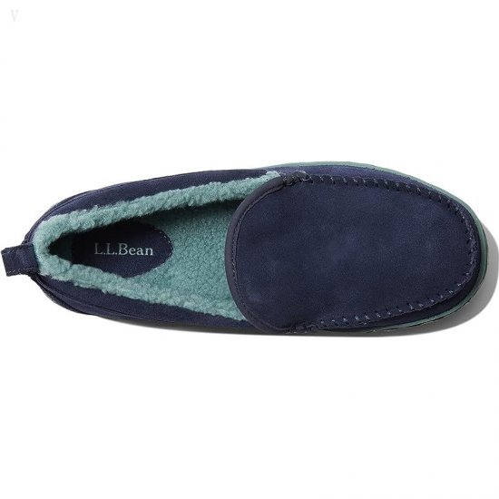 L.L.Bean Mountain Slipper Moccasin Classic Navy/Sea Pine ID-74g7BogV