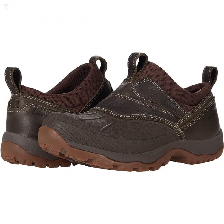 L.L.Bean Storm Chaser Slip On 5 Leather Dark Ash ID-PBeoJUcF - Click Image to Close