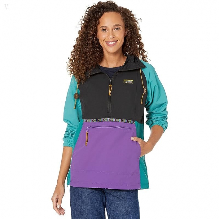 L.L.Bean Mountain Classic Anorak Multicolor Black/Bright Purple ID-Bf6PEFze - Click Image to Close