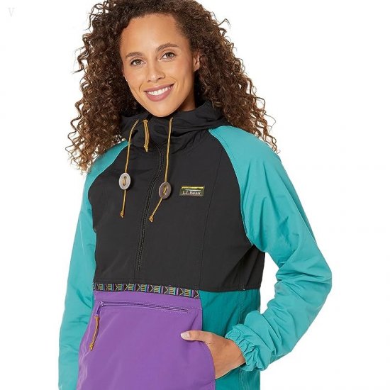 L.L.Bean Mountain Classic Anorak Multicolor Black/Bright Purple ID-Bf6PEFze