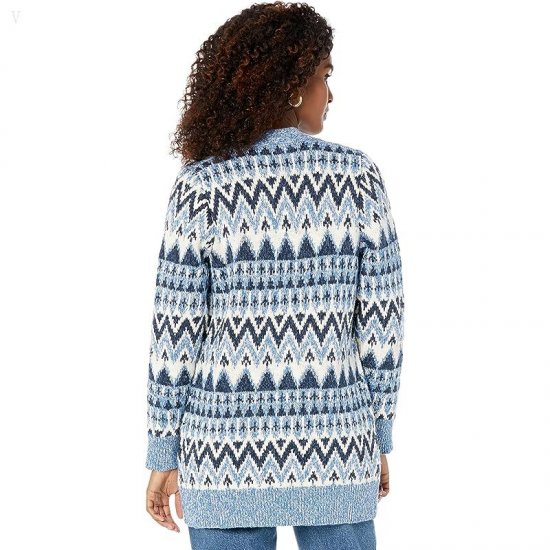 L.L.Bean Cotton Ragg Sweaters Open Cardigan Fair Isle Rustic Blue Fair Isle ID-AJYT0ZjK