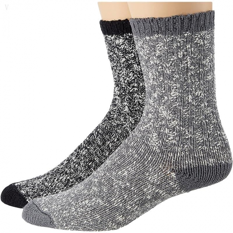 L.L.Bean Cotton Ragg Socks 2-Pack Black/Gray ID-9k8LoUSA - Click Image to Close