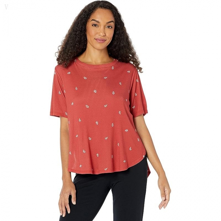 L.L.Bean Restore Sleep Top Print Deep Coral Print ID-lFg37zmN - Click Image to Close