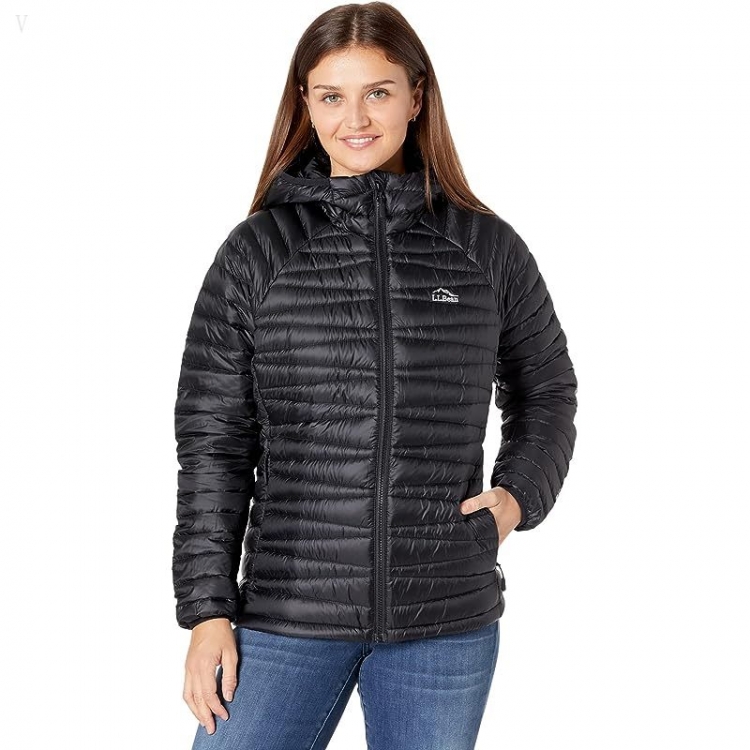 L.L.Bean Petite Ultralight 850 Down Sweater Hooded Jacket Black ID-Ti3FlUle - Click Image to Close